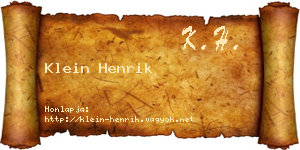 Klein Henrik névjegykártya